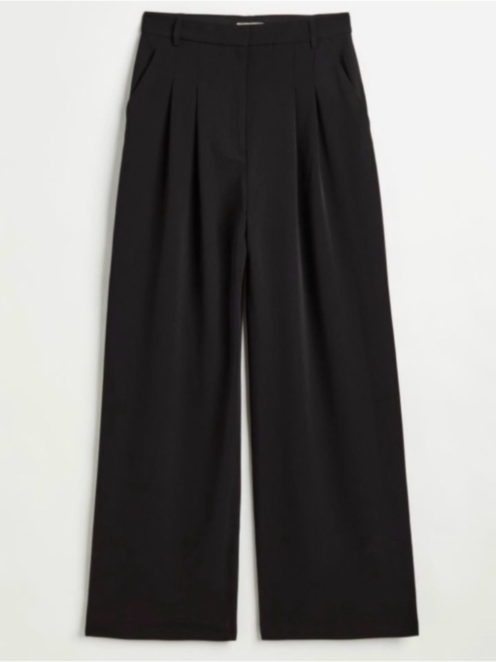 NWT H&M Women’s Linen Blend Pleated Wide Leg Trousers Black US 2 High‎ Waisted